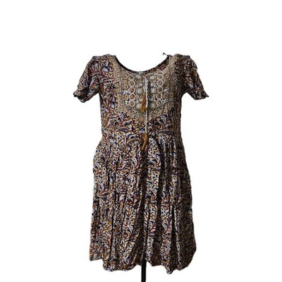 Sharifa Women's Indian Cotton Salwar Kameez Medium Multicolor