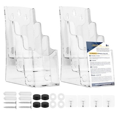Saycker 2Pcs Brochure Holder,Acrylic Pamphlet Holder,3 Tier 4 inch Wide Clear