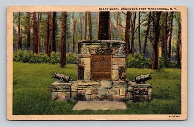 Vintage Black Watch Monument Postcard Fort Ticonderoga NY 1950s