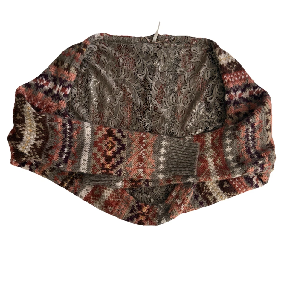 Suéter Free People Fair Isle tejido carnaval encogerse de hombros para mujer XS mezcla de lana forrado con encaje Foto 2 de 4