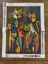 Completed Mosaic Cats Diamond Art Painting 12&rdquo; x 15.75&rdquo;