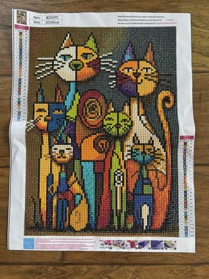 Completed Mosaic Cats Diamond Art Painting 12  x 15.75 