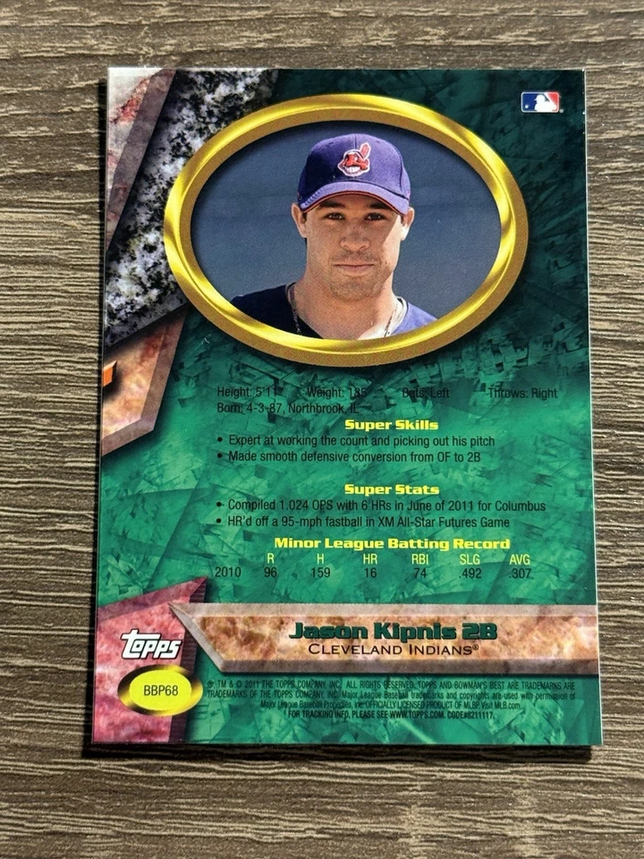 2011 Bowman Bowman's Best Prospects #BBP68 Jason Kipnis RC Rookie Card - Image 2 of 2