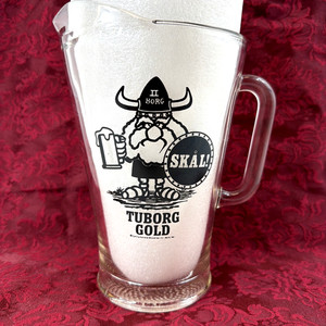 Tuborg Gold Glass Pitcher II Borg Viking SKAL! - The Golden Beer of Danish Kings