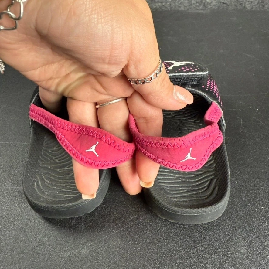 Jordan Niños Infantil Sandalias Toboganes Rosa Lunares Negro Zapatos Talla 8C Foto 4 de 4