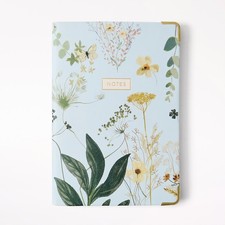 Eccolo Small PU Hardcover Notebook, Blue Floral