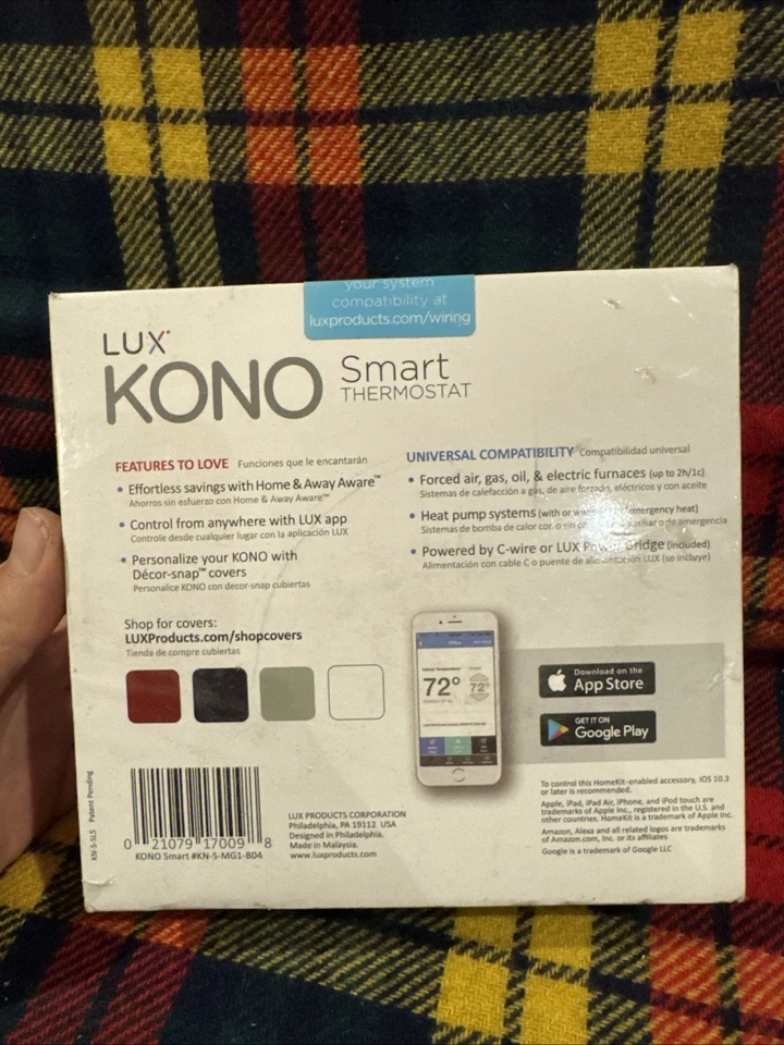 Lux Kono Smart Wi-Fi Thermostat w/Black Stainless Steel Faceplate KN-S-MG1-B04 - Image 2 of 4
