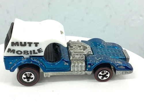 1971 HOT WHEELS MUTT MOBILE--METAL BASE--RED LINES-VINTAGE SERIES -- BLUE    9A8