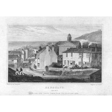 SANDGATE from the Folestone road, Kent - Antique Print 1829