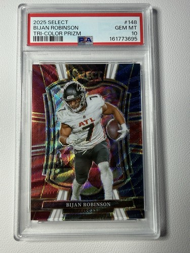 Panini 2025 Select Bijan Robinson Premier Level Tri-Color Prizm #148 PSA 10