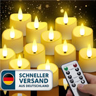 LED Teelichter mit Fernbedienung 24h Timer 12 Stück