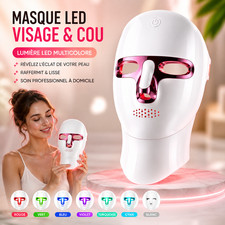 Masque LED Visage Cou Photothérapie Anti Âge Lumière Multicolore