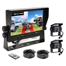7 Inch Car Monitor Split 2 Screen BSD Ai detection AHD 1080P Rear View Cameras