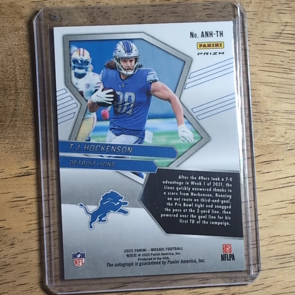 2022 Panini Mosaic Football TJ Hockenson Autographs No Huddle #ANH-TH Lions - Image 2 of 2