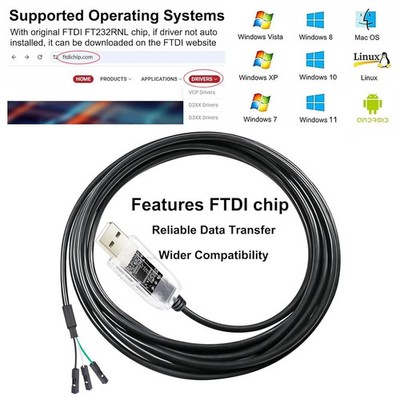 DTECH USB auf TTL Adapter FTDI Chip 3,3V 3 Pin USB auf UART Debug Kabel FT232RNL 