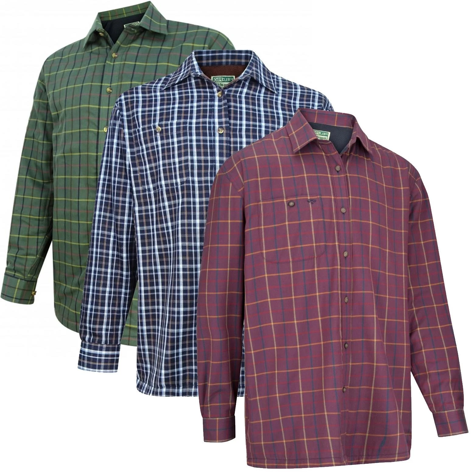 Hoggs Of Fife Fleece Lined Long Sleeve Check Shirts Small Med Large XL XXL 3XL