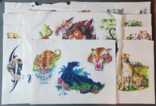 Vintage Paul Jeffries Tattoo Flash 10 Sheet Set, Shop Used With Lines Big Cats