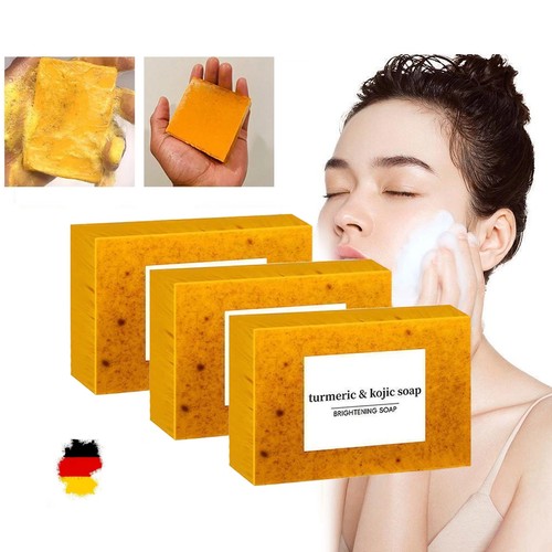 3X Turmeric & Kojic Acid Brightening Soap Whitening Dark Spot Lightening Acne - Bild 1 von 9