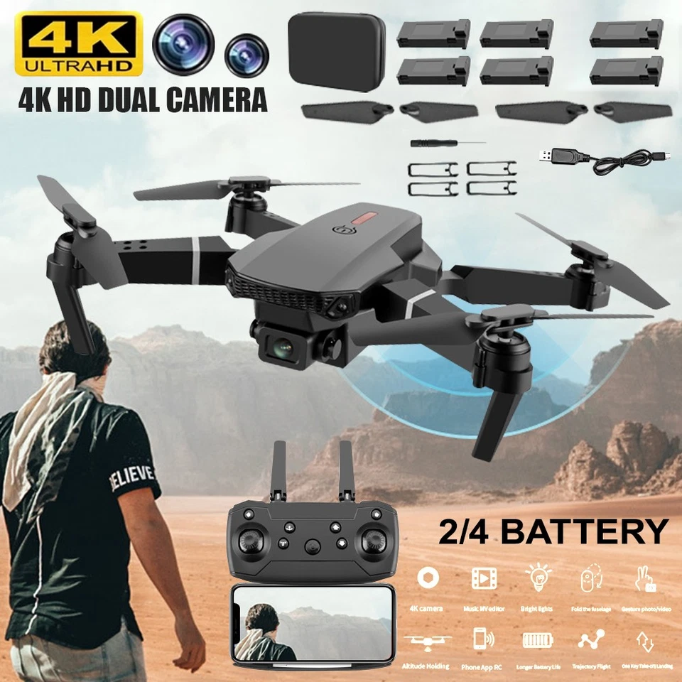 2024 Drohne Mit 4K HD Dual Kamera WiFi FPV Faltbare Quadcopter 2/4 Batterie RB6 - Bild 3 von 4