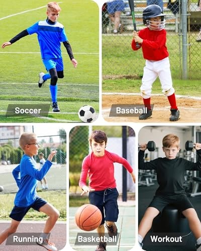 Boys Compression Shirt Long Sleeve Quick Dry Youth Undershirt Small Red - Picture 7 of 7