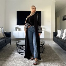 Open Kimono Embroidery Robe Muslim Women Kaftan Long Dress Evening Abaya Dubai