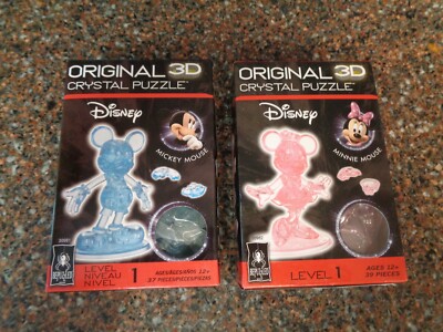 Set of 2 Mickey & Minnie Mouse 3D Crystal Puzzles Disney Bepuzzled NEW
