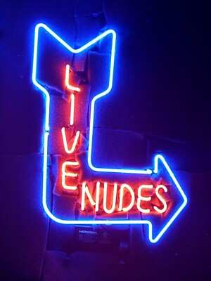 Live Nudes Arrow 17''x14'' Neon Sign Lamp Light Store Show With Dimmer