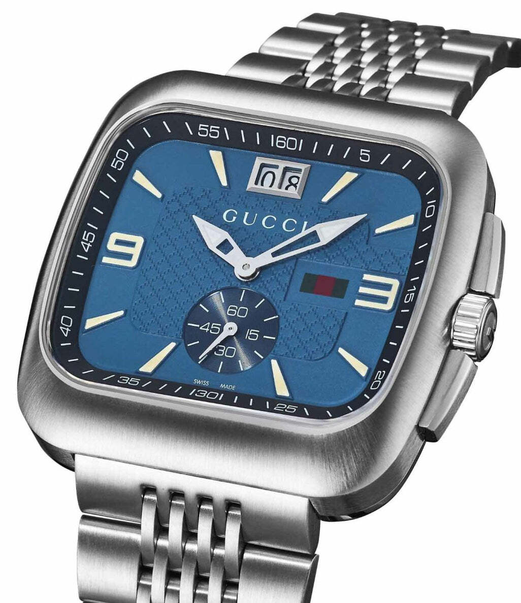 Gucci G-Coupe Stainless Steel Blue Dial Date Quartz Mens Watch