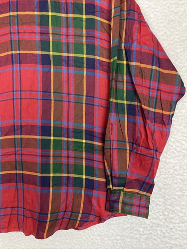 Vintage 90's Lizwear Shirt Women Medium Petite Plaid Button L/Sleeve Office Work - Picture 7 of 15