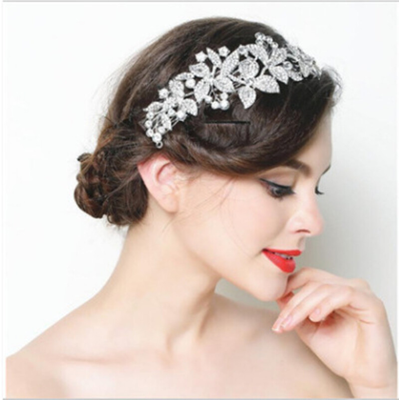 Large Women Bridal Wedding Flower Diamond Crystal  display picture 2