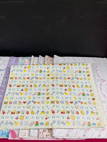 GIFT WRAPPING PAPER 2 SHEETS NEW BABY BOY GIRL WELCOME TO THE WORLD BIRTH WRAP - Picture 5 of 17