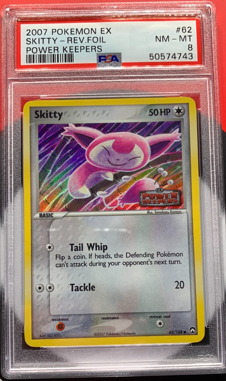 2007 Skitty #62/108 Pokémon Power Keepers Reverse Holo PSA 8 NM - MT