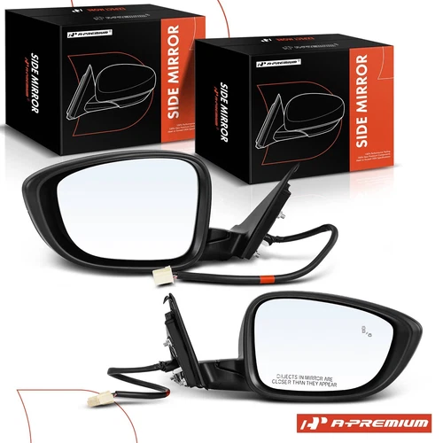 A-Premium 2x LH & RH Black Power Heated w/ 7-Pin Mirror for Honda Accord 18-22