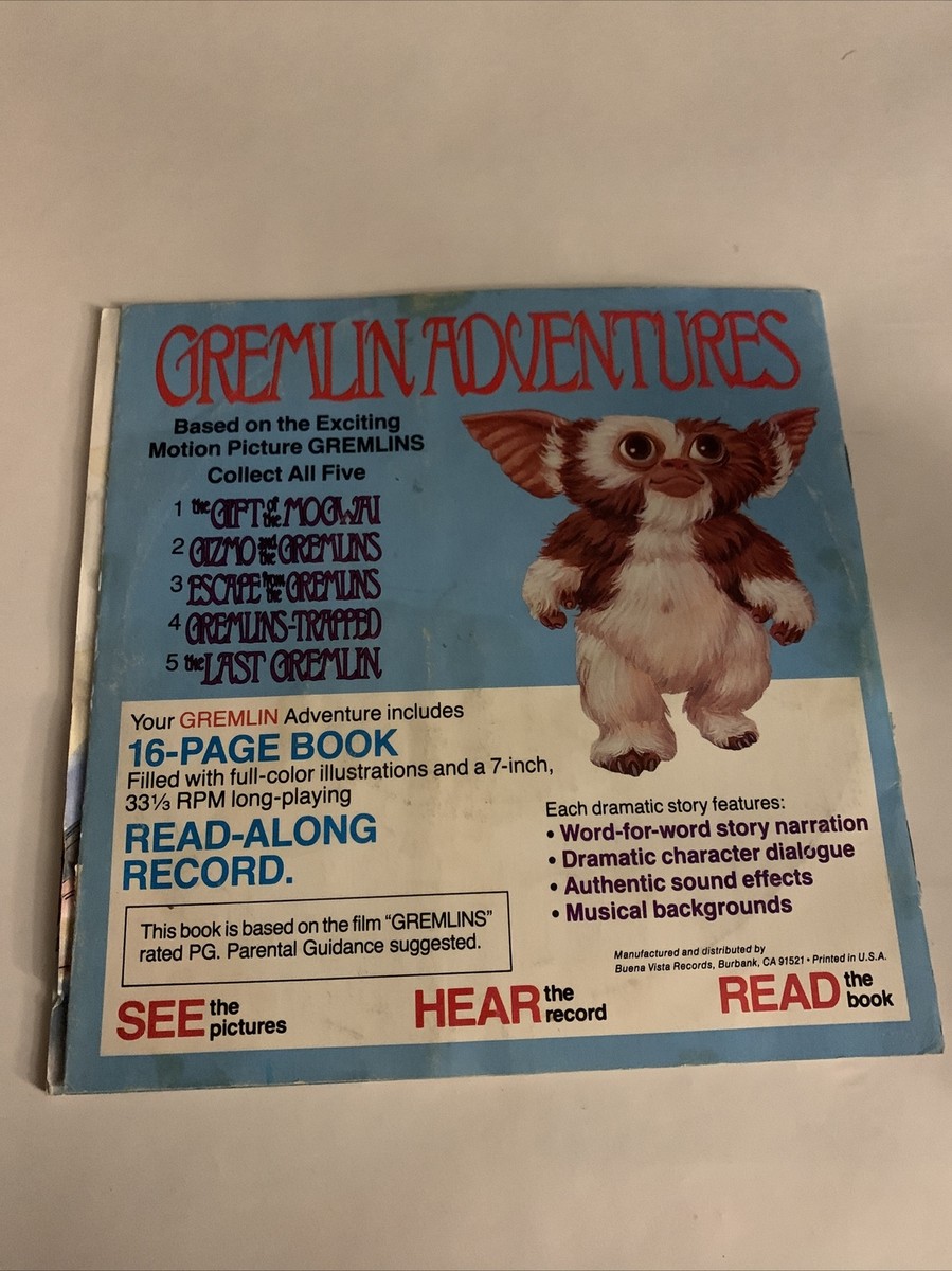 45 RPM Record &amp; Book Gremlins Trapped Movie Story 4 Kids Childrens 
