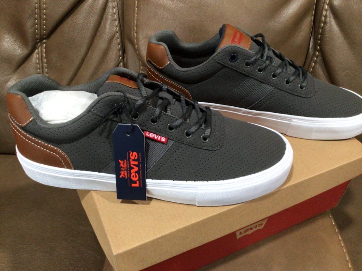 New Levi s Lancer Men s Sneakers Charcoal Navy shoes lace up size