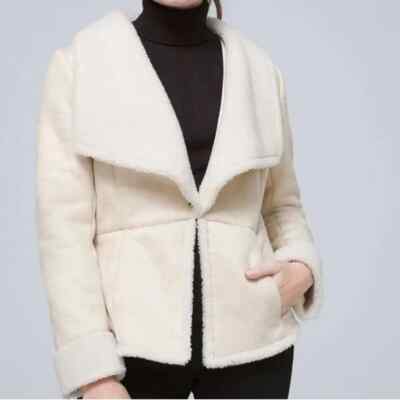 Jacket White House Black Market Faux-Shearling Drape-Front Size S woman  WHBM