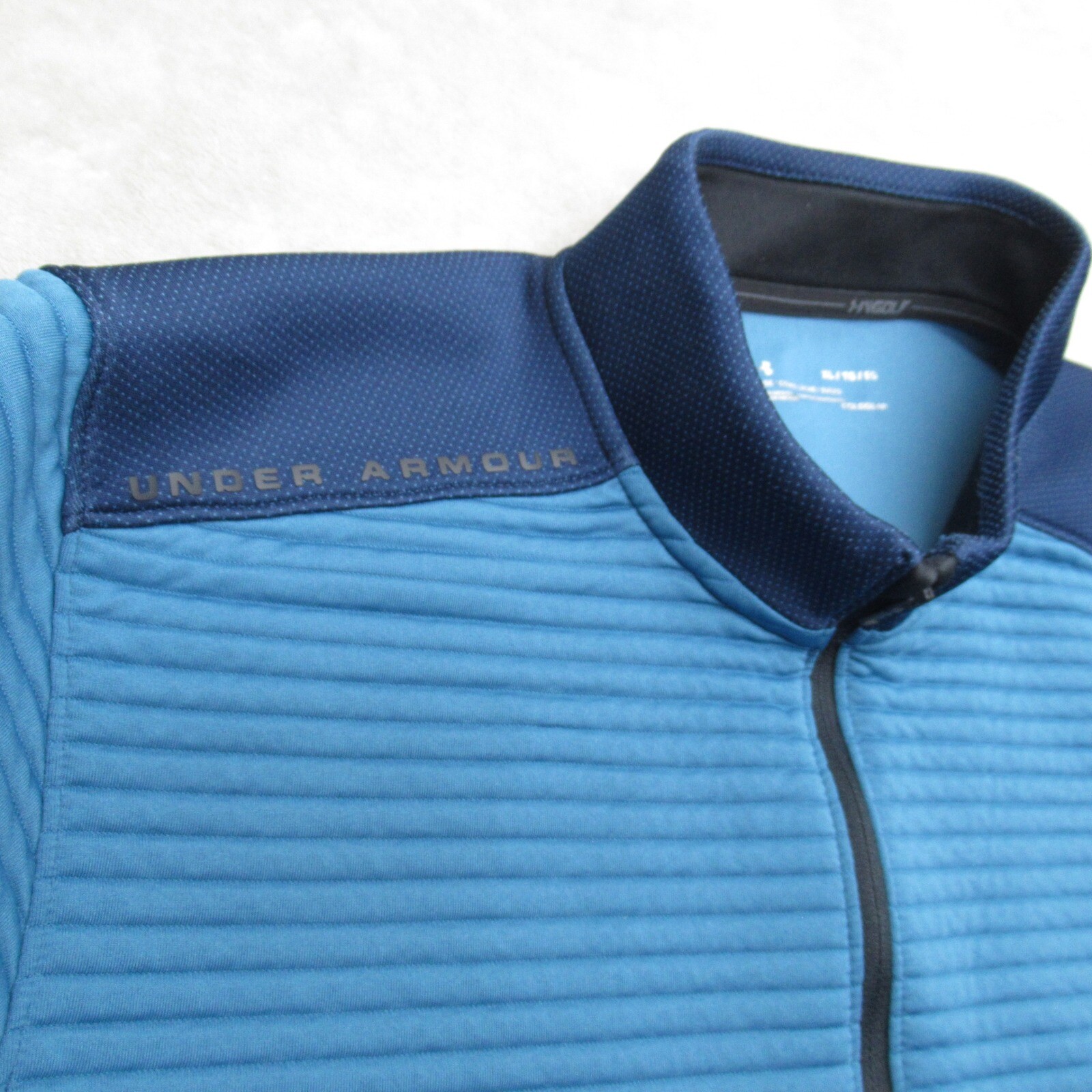 Under Armour Golf Jacket Mens XL Sea Blue Storm Defender HalfZip Pullover Ribbed thumbnail 8