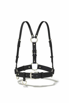 Black leather belt with chains, Waist belt, Leather harness  display picture 3