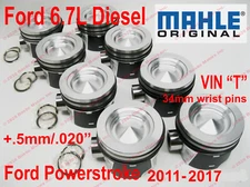 Ford 6.7 Pistons Powerstroke Diesel MAHLE +.5MM +.020" set 8 w/ Rings 2011-'17