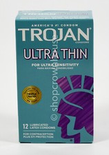 Trojan ULTRA THIN sensitivity Lubricated 12 latex Condom NIB 02/2027
