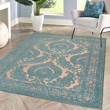 Teppich Wohnzimmer Orientalisches Muster Ornamente | petrol gold