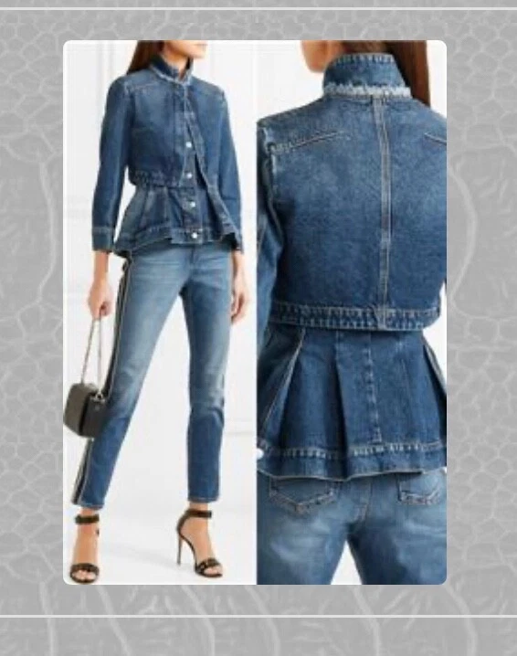 Alexander mcqueen denim peplum jacket cheap