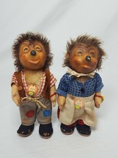 VINTAGE STEIFF PLUSH MECKI HEDGEHOG COUPLE MOHAIR ORIGINAL BUTTON TAGS GERMANY