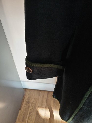 Per Una Wool Mix Coatigan Black Khaki Trim Size 12/14 Ladies Womens - Picture 7 of 10