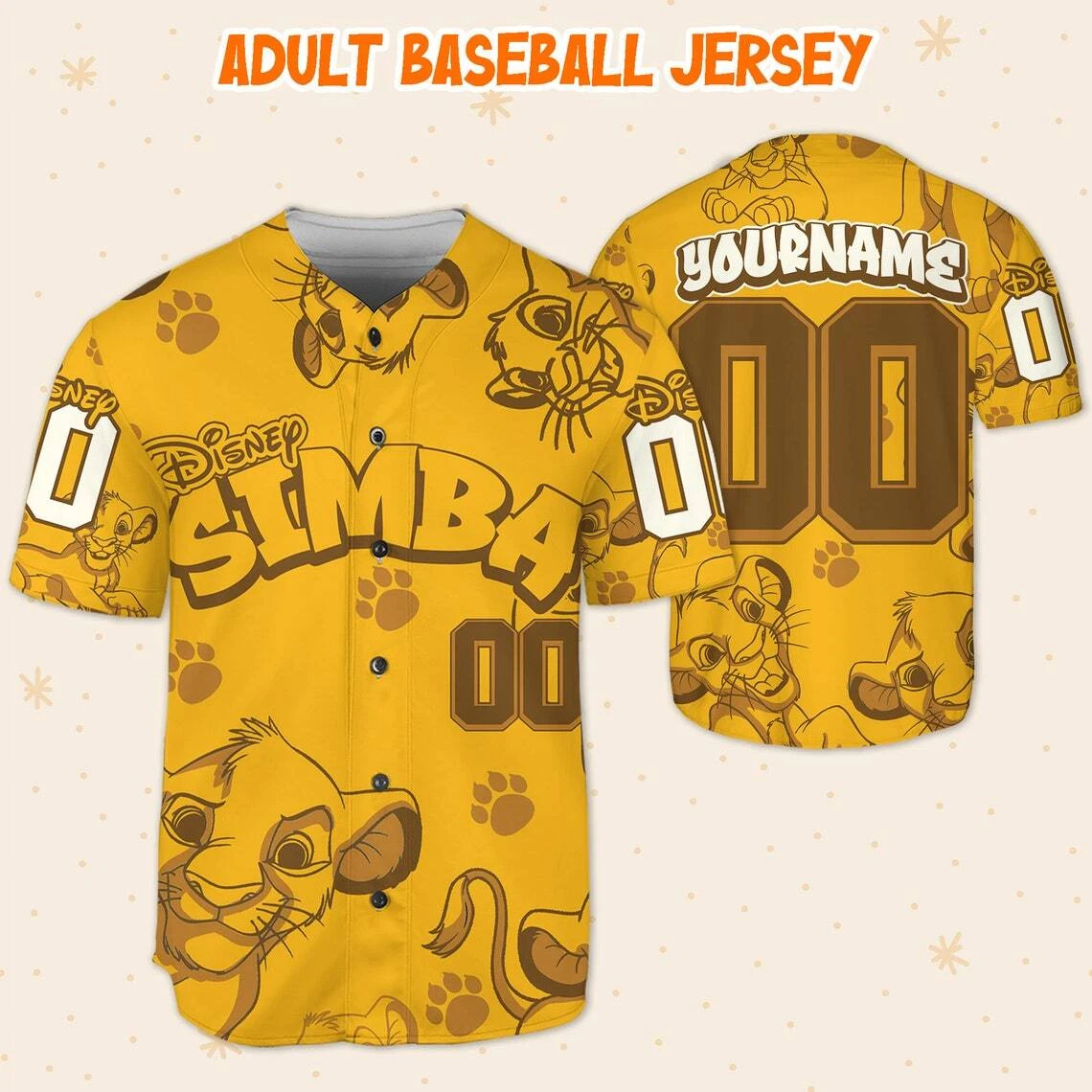 Personalize Simba the Lion King Disney, Custom Disney Baseball Jersey