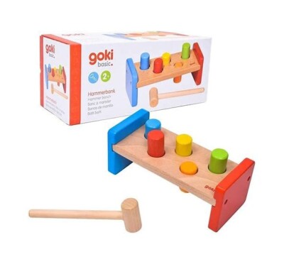 Goki Wooden Toy #58581 Hammer Bench, Basic, Mixed