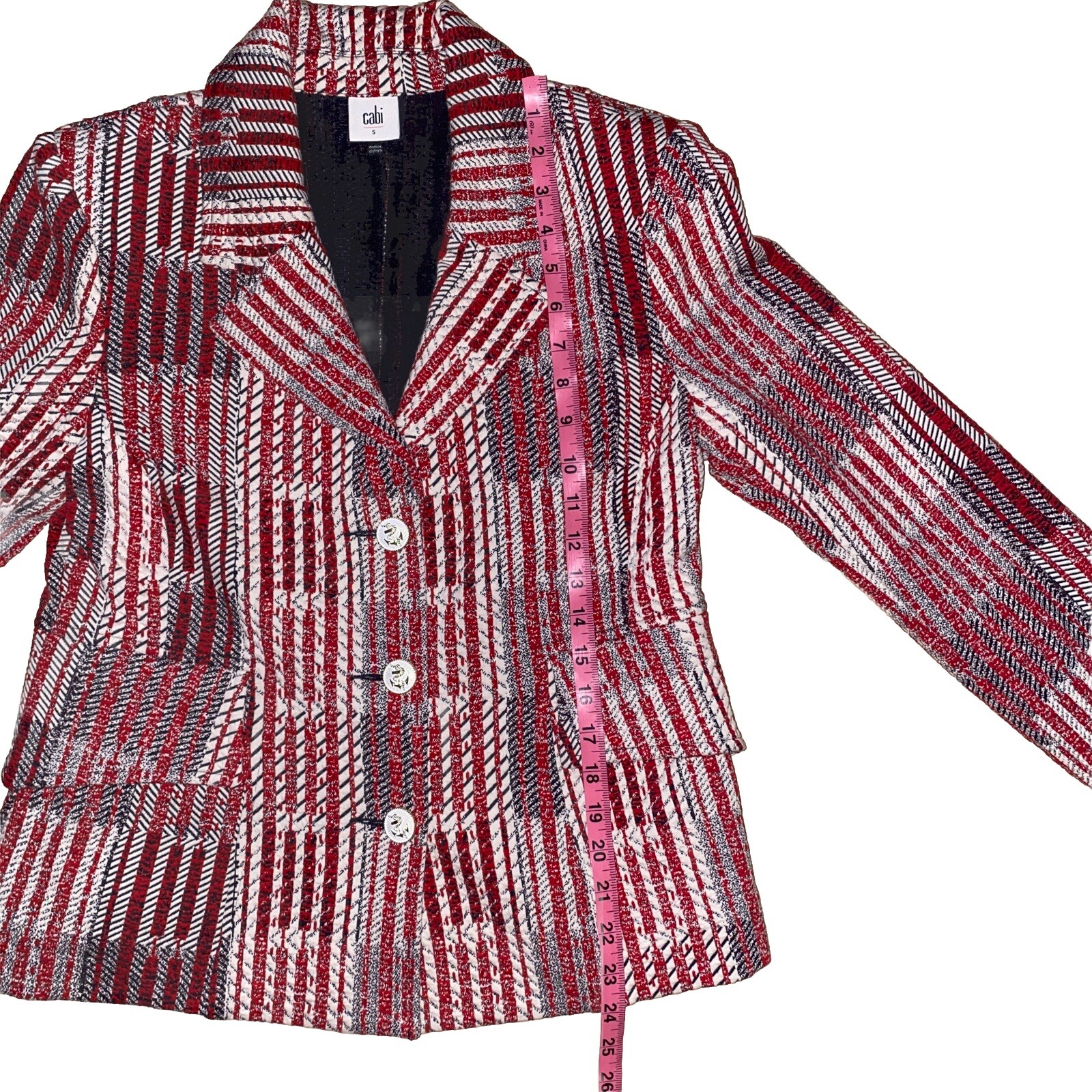 Cabi Small Patchwork Nautical BlazerRed White Nav… - image 15