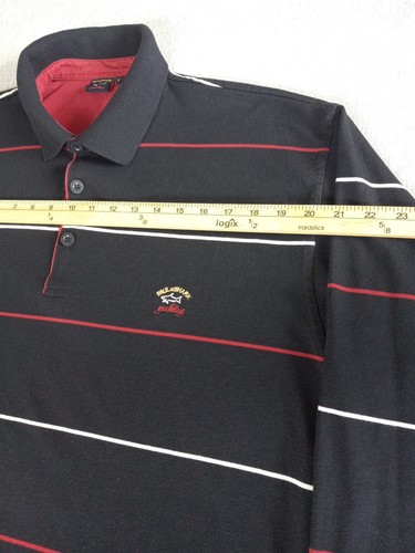 Paul & Shark Yachting Men XL Knit Long Sleeve Buttons Polo Check Blue/Red Italy - Picture 7 of 12