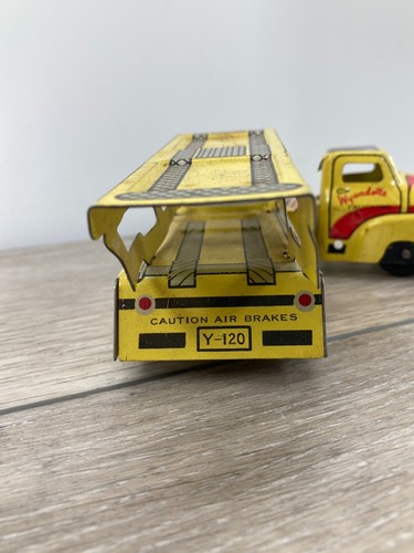 Wyandotte Trucking Car Vehicle Hauler Trailer Semi Truck Metal Tin Litho Toy 482 - Picture 9 of 14