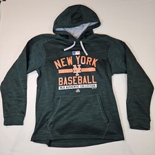 New York Mets Baseball Therma Base Hoodie Sweatshirt Mens Medium Forest Green 